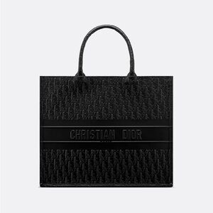 Black Dior Oblique Embossed Tote Bag